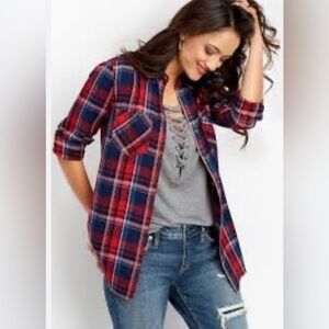 Eighty Eight Red white and blue checkered flannel size extra large